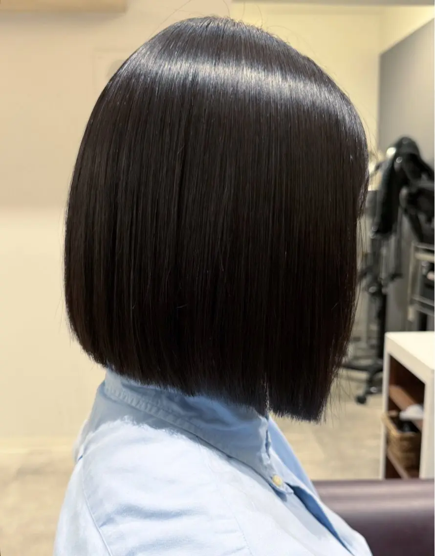 パーマ ボブ 縮毛矯正 縮毛矯正 紅都🫧水光カラー ブラウンベージュ🫧のヘアスタイル