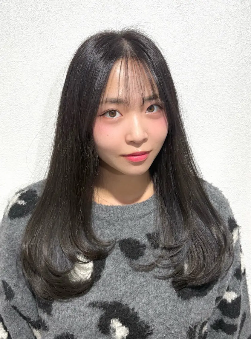 ロング カラー ブリーチ ヨシンモリ 韓国風ヘア レイヤーカット 縮毛矯正 カット 縮毛矯正 トリートメント 髪質改善/レイヤー カット福澤　和嗣のヘアスタイル