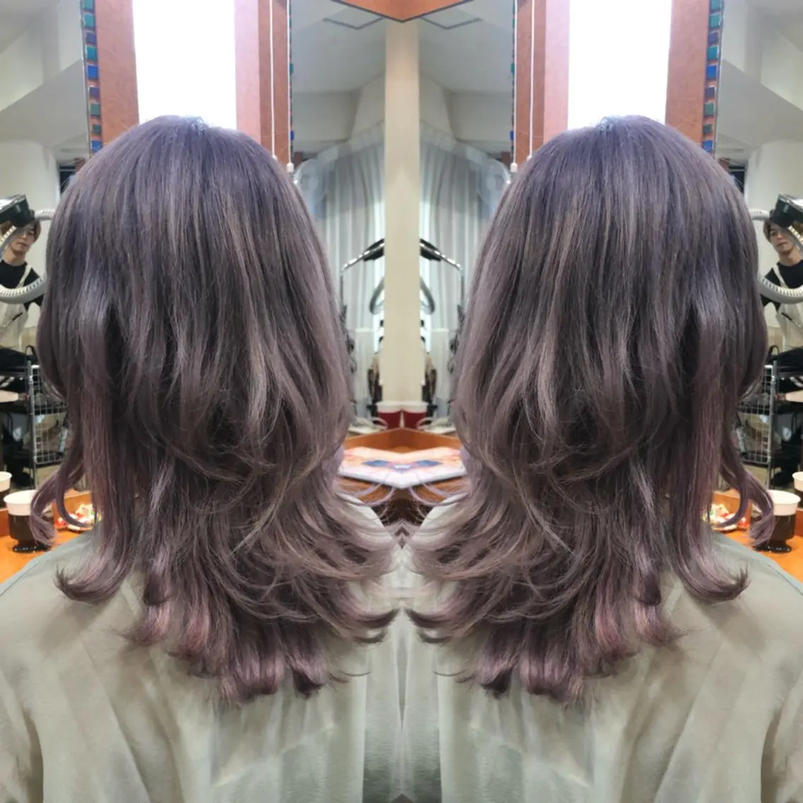 ミディアム カラー カット エクステ ヘアセット 韓国ヘア🤍髪質改善 🇰🇷AKANEのヘアスタイル
