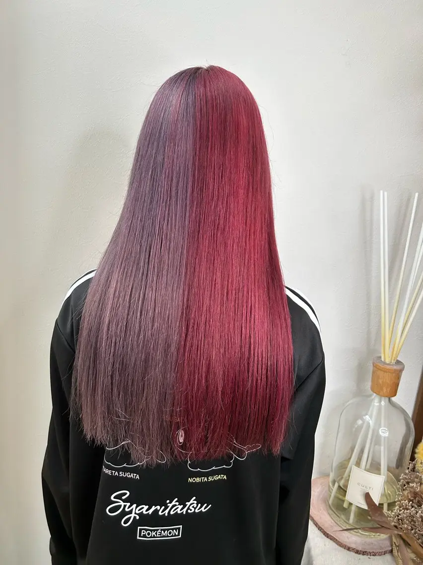 ロング カラー ブリーチ ラベンダーカラー ピンクカラー 今村公介 ブリーチ特化、派手髪のヘアスタイル