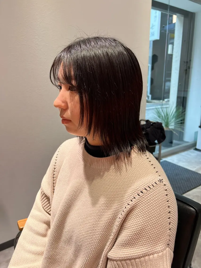 ミディアム カラー ヘアアレンジ 顔まわりレイヤー レイヤーカット 「sumi」 AMIのヘアスタイル