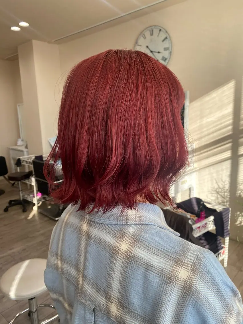 ショート カラー ブリーチ カシス ヘアカラー APPEL hair /岡山のヘアスタイル