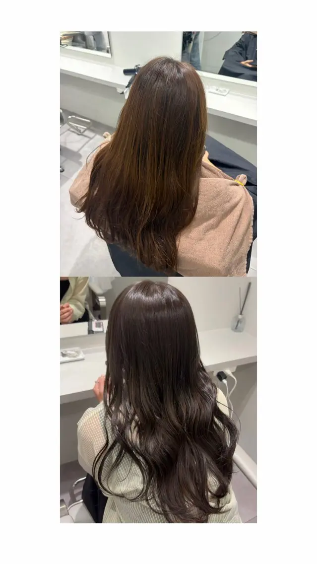 ロング カラー ベージュカラー オリーブベージュ オレンジ ヘアカラー Miyu /似合わせ ・透明感カラーのヘアスタイル