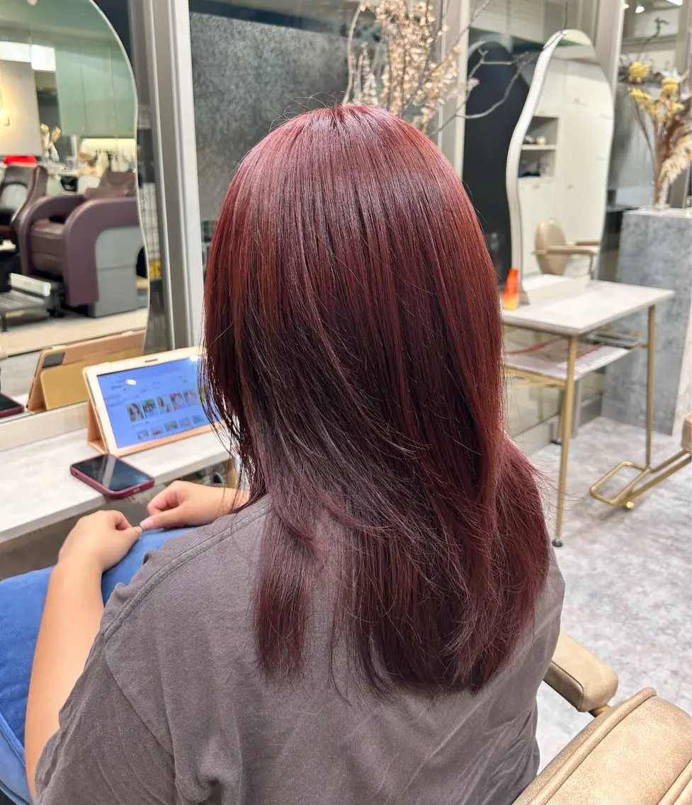 カラー 黒髪 ダブルカラー ヘアカラー LOA Ririのヘアスタイル