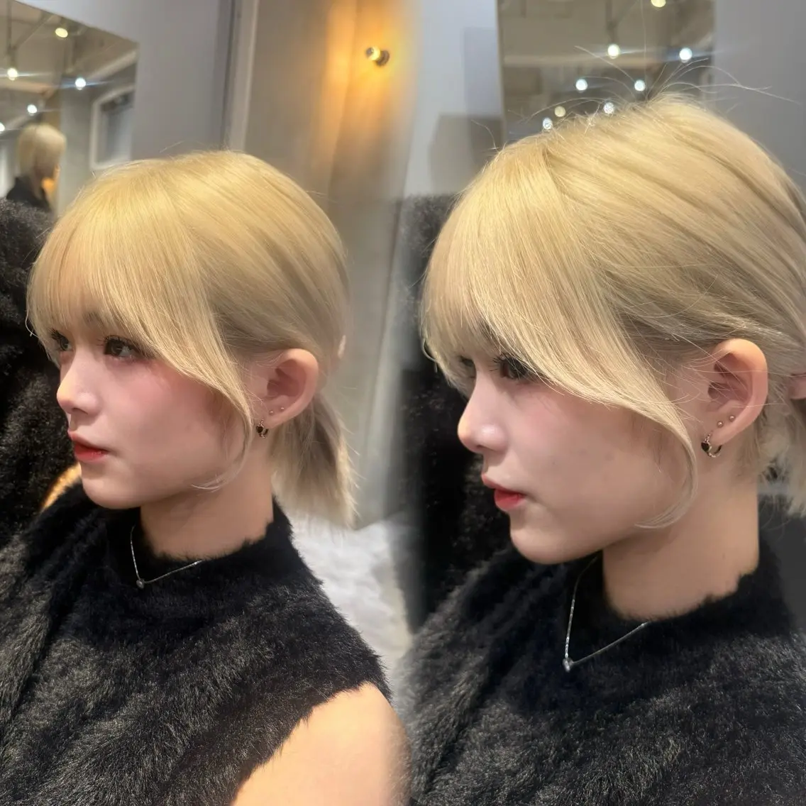 💎前髪顔周りカット+ ブリーチ+カラー+Aujua2step 超音波トリートメント 【ハイトーン/髪質改善】の写真
