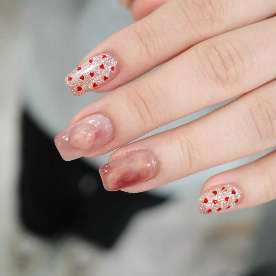 ネイル ハート キラキラネイル ハンドネイル sösö nailのネイルデザイン