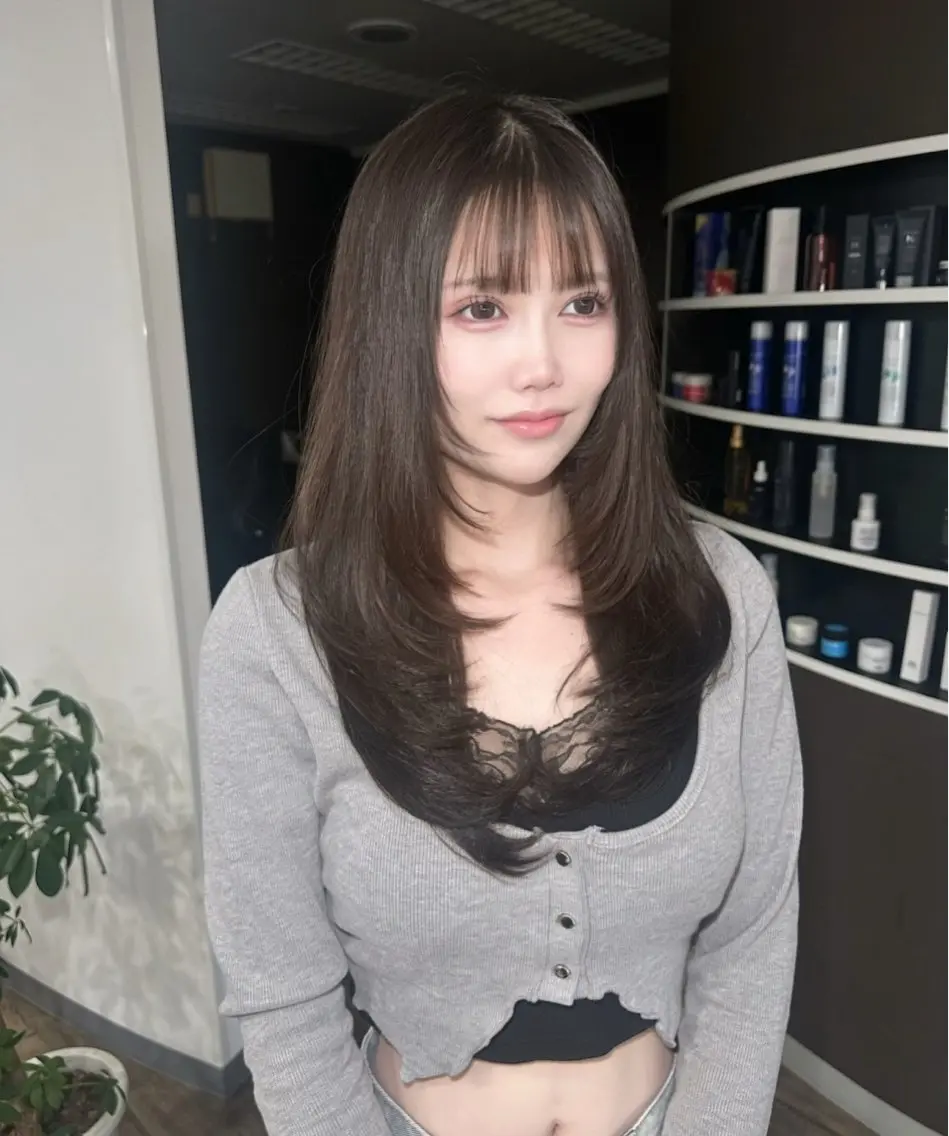 ロング カラー パーマ ヘアアレンジ ロングレイヤー ベージュカラー グレージュ ミント ミントベージュ 髪質改善/韓国風 レイヤー/田村祐樹のヘアスタイル
