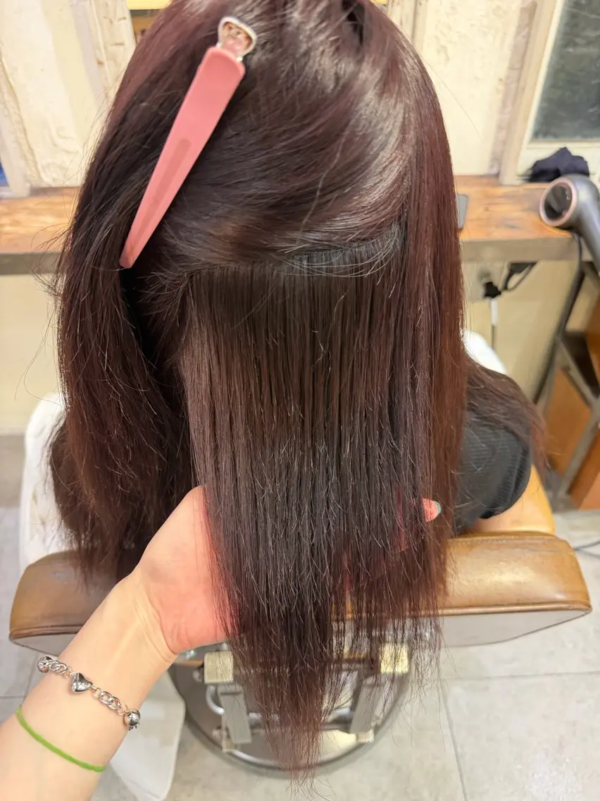 セミロング 縮毛矯正 ミタムラ ユナのヘアスタイル