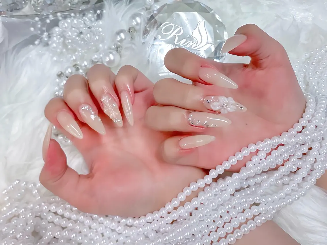 ネイル クリアネイル ドット フットネイル ジェルネイル グリーン ハンドネイル Rin Nail 新大久保店のネイルデザイン