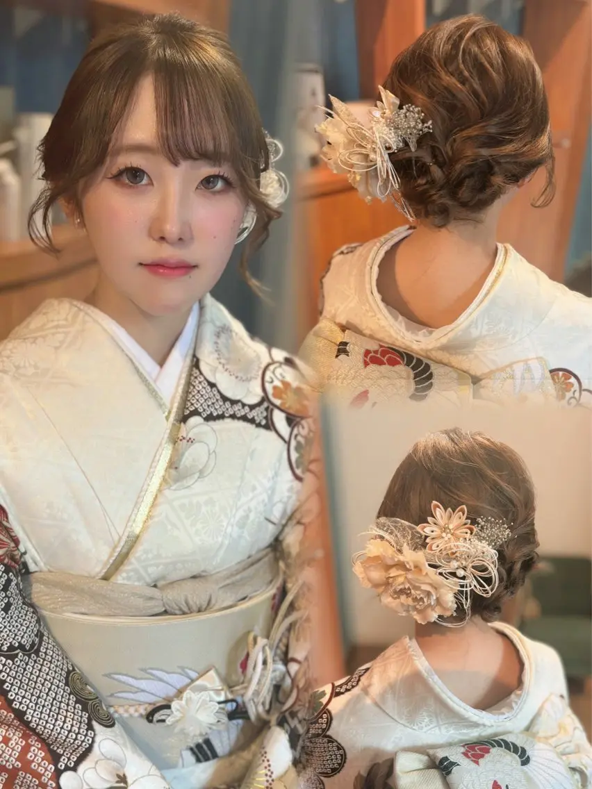 ショート ヘアアレンジ ハーフアップ 結婚式・ブライダル デート 𝘈𝘐𝘙𝘐♡ レイヤーカットのヘアスタイル