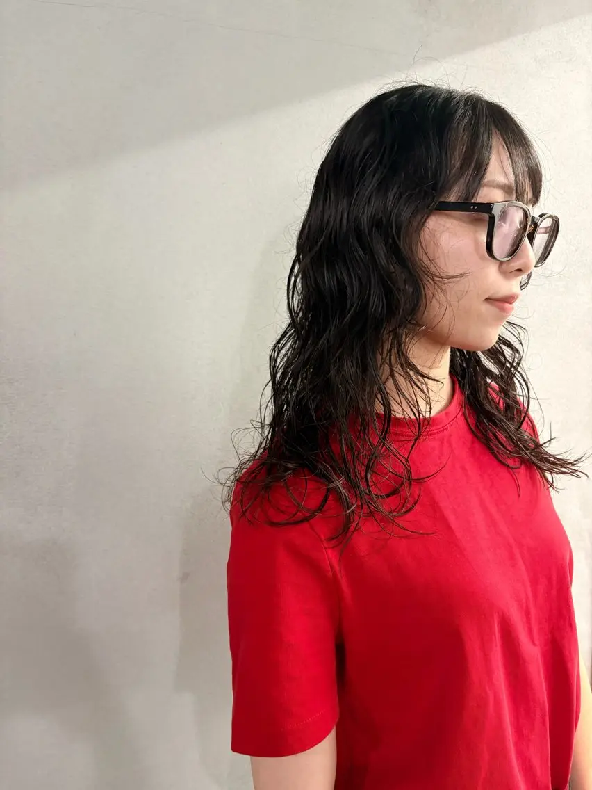 セミロング カラー パーマ ヘアアレンジ メンズ キッズ メンズパーマ セミロングパーマ レイヤーカット カット パーマ #tag 稗田綾加のヘアスタイル