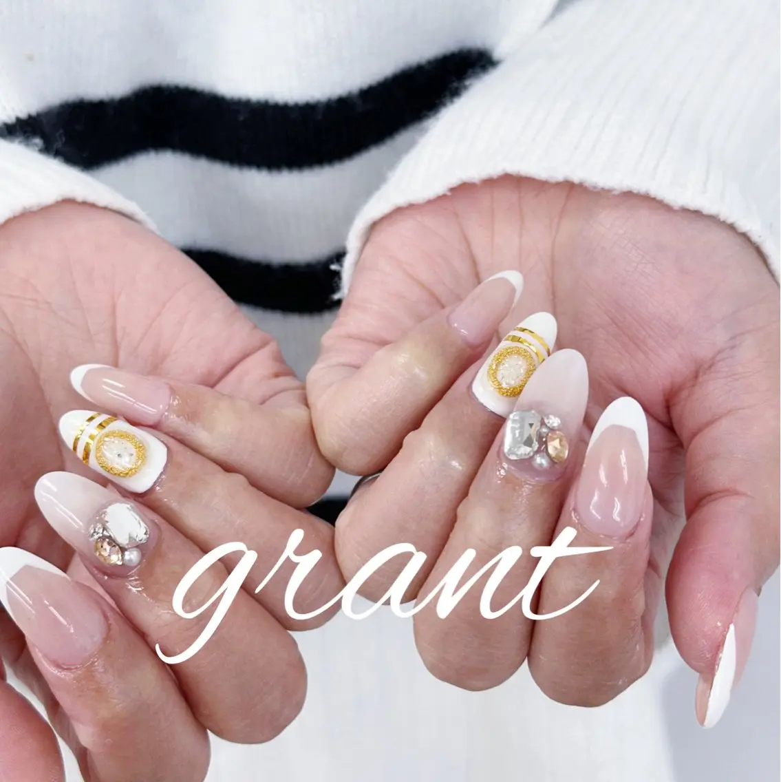 ネイル アートネイル 長さ出し フレンチネイル ジェルネイル ハンドネイル nailsalon grantのネイルデザイン