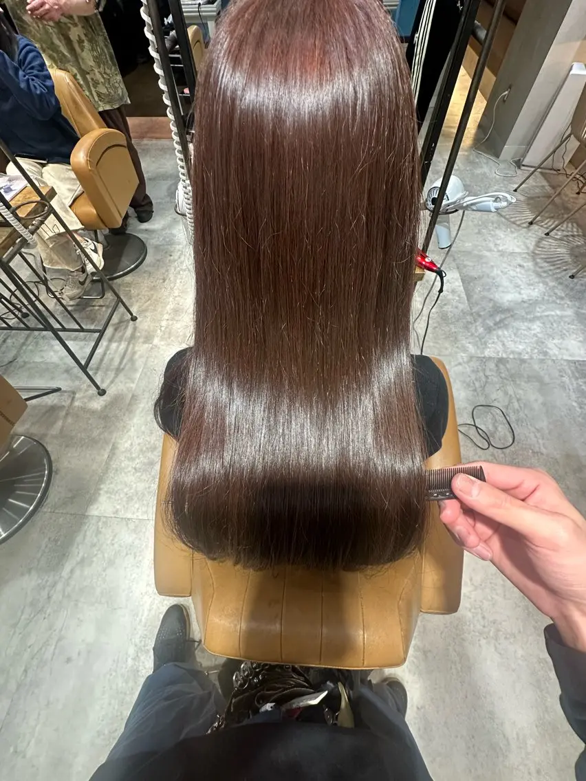 ロング カラー ベージュカラー ピンクカラー ピンクベージュ カット ヘアカラー 縮毛矯正/ ✨艶髪/芦川優磨のヘアスタイル