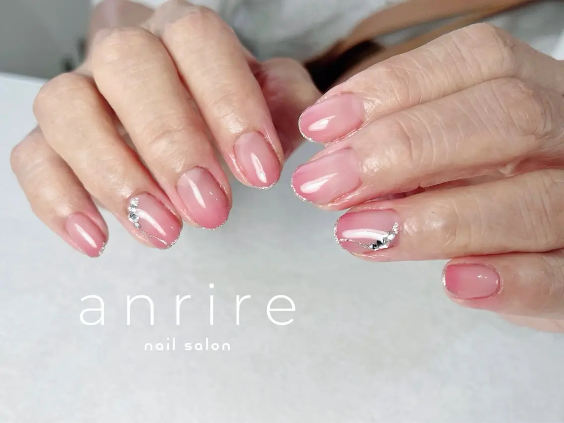 ネイル ジェルネイル グラデーション ラメ(グリッター) パラジェル ピンク ハンドネイル nailsalon anrireのネイルデザイン