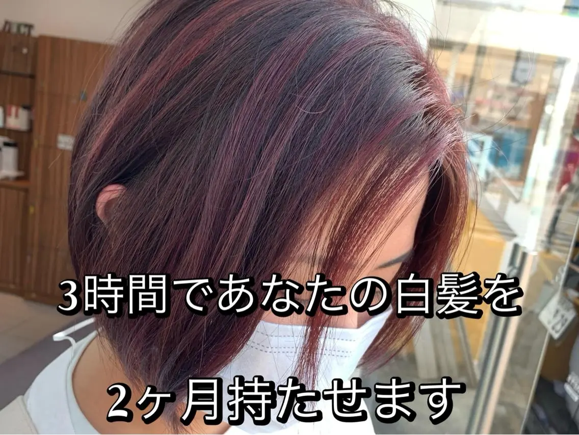 ショート カラー 白髪ぼかしハイライト 柳川拓哉のヘアスタイル