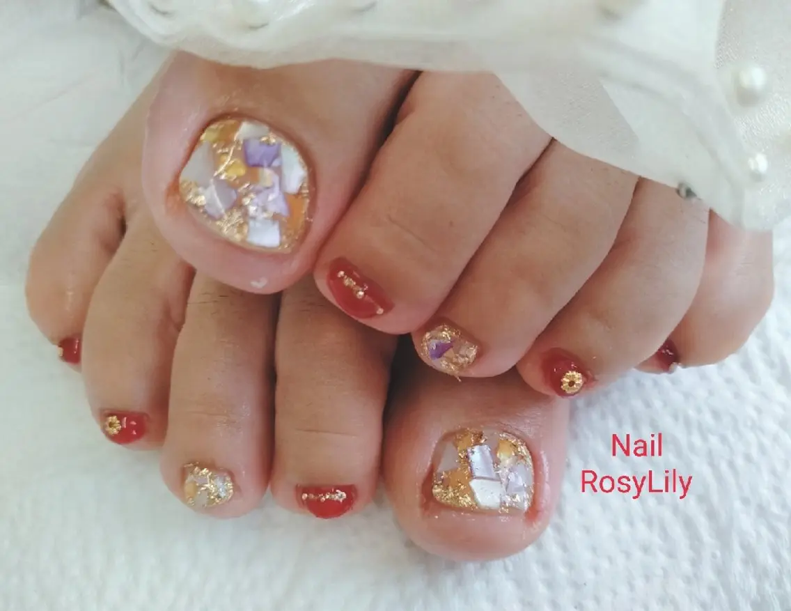 ネイル フットネイル 持ち込み フットネイル プライベートサロン Rosy Lilyのネイルデザイン