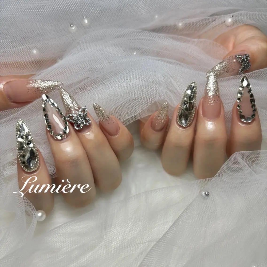 ネイル ロングネイル Lumière｜ ロング｜ワンホンのネイルデザイン