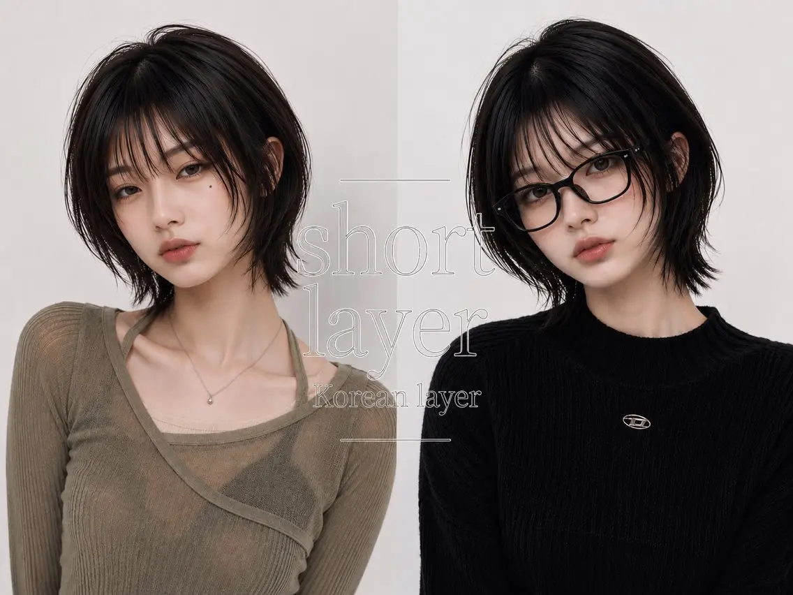 ショート カット ヘアカラー トリートメント rina韓国レイヤー ハッシュカットのヘアスタイル