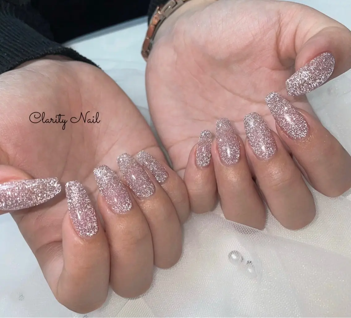 ネイル フラッシュネイル ラメ(グリッター) ワンカラーネイル ハンドネイル Clarity Nailのネイルデザイン
