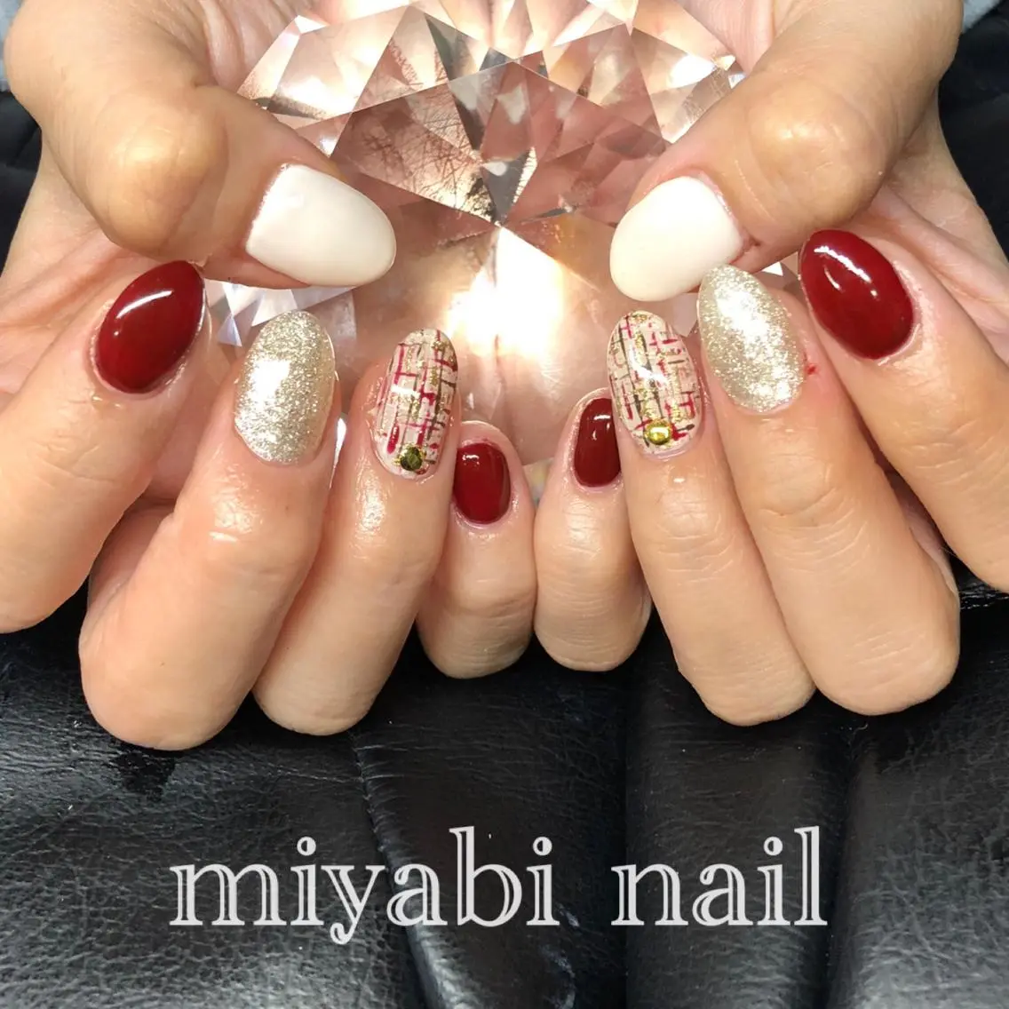 ネイル ボルドー 持ち込み 冬ネイル ハンドネイル miyabi nail 桂川駅近くのネイルデザイン
