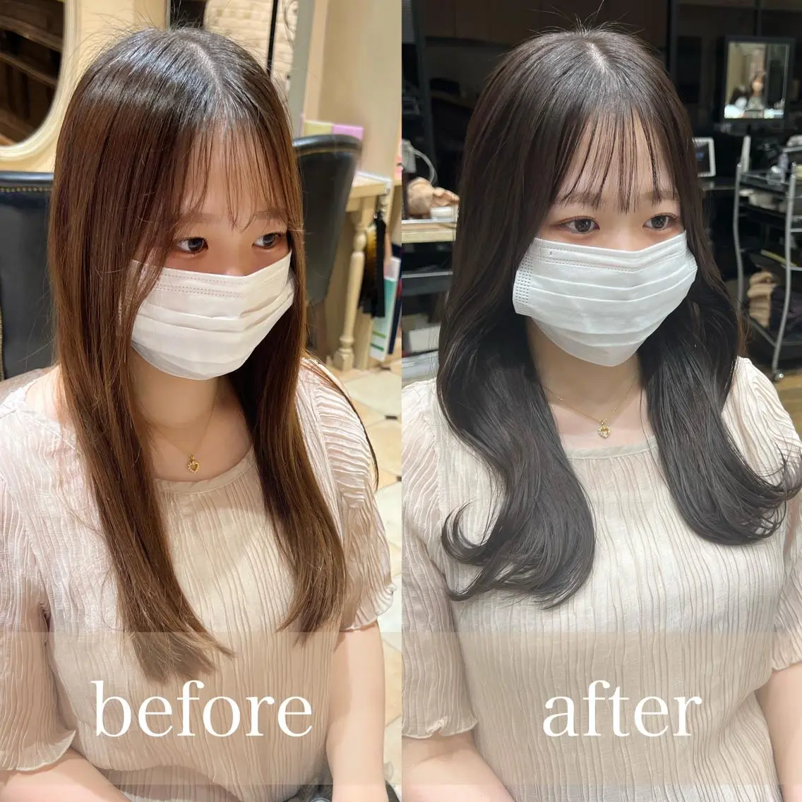 セミロング くびれヘア 髪質改善 縮毛矯正 🧡くびれヘア/前髪 顔周り🧡久原結衣のヘアスタイル