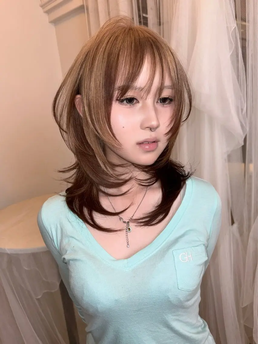 ロング カラー カット ヘアカラー トリートメント ヘッドスパ ヘアセット HARUNA/原宿/ デザイン/カットのヘアスタイル