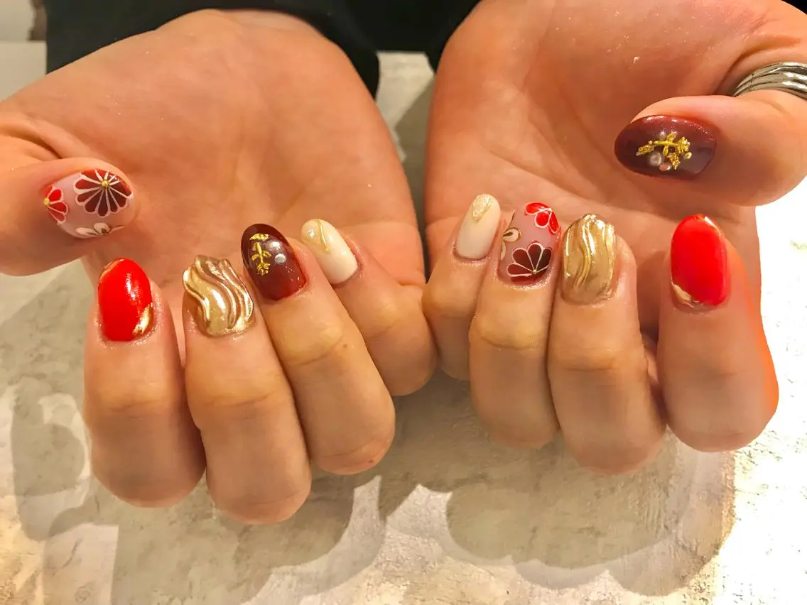 ネイル 成人式 emunail あやかのネイルデザイン