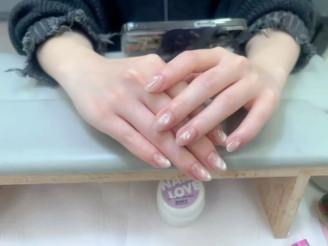 ネイル チークネイル フットネイル フレンチネイル ジェルネイル ガラスフレンチ 柚子 Nikoのネイルデザイン