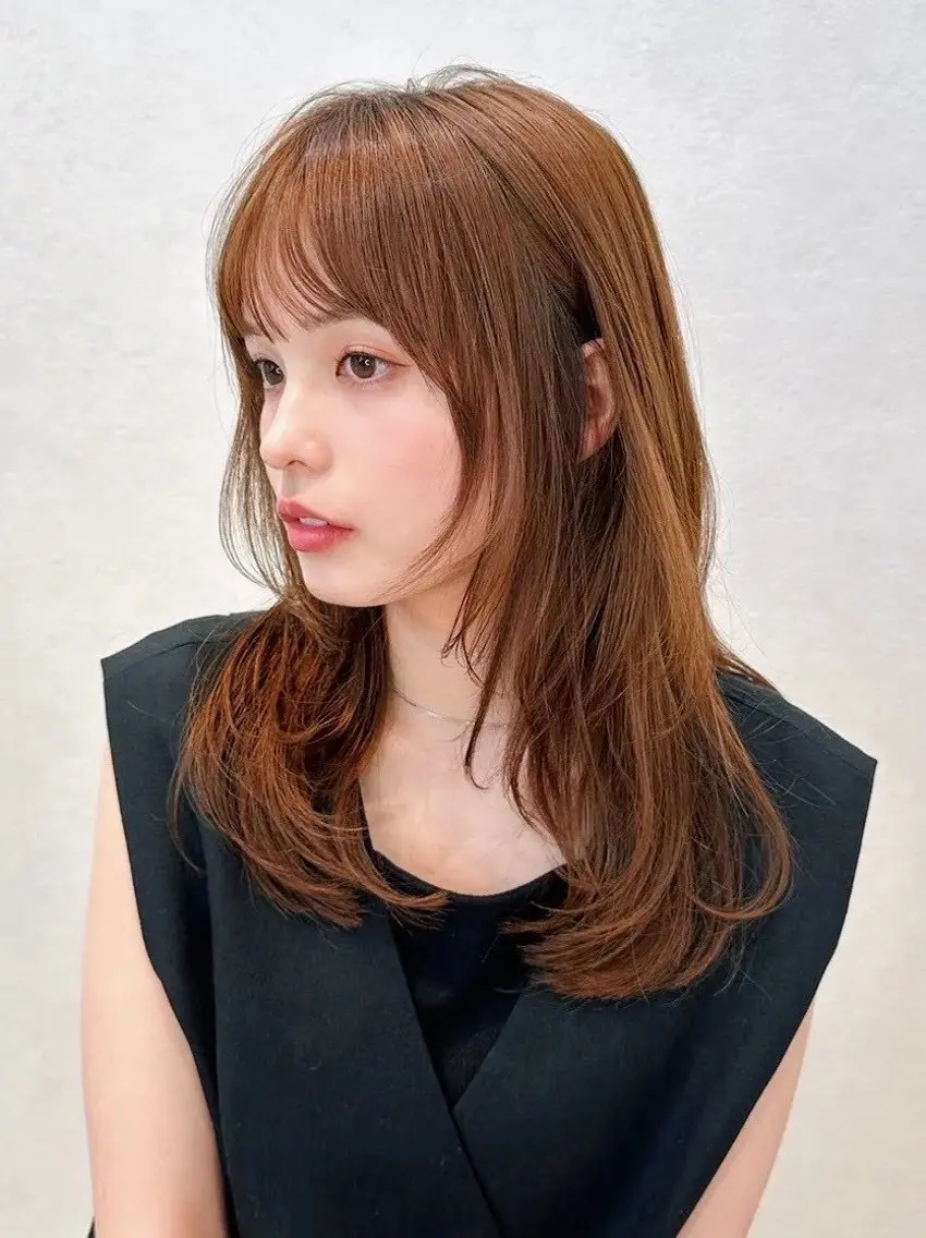 セミロング カラー パーマ kazuki【顔周り ×レイヤーカット】のヘアスタイル