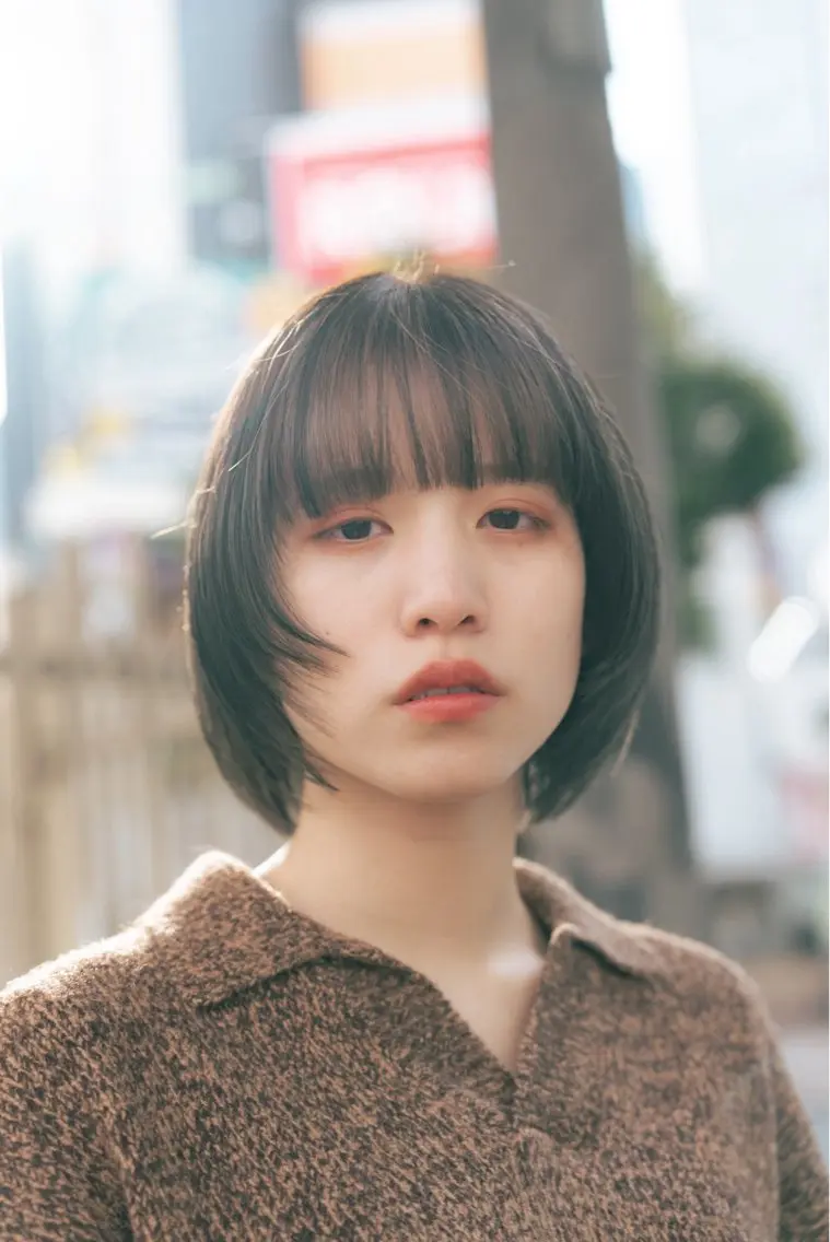 ショート ボブ 顔周りカット レイヤーカット むく。/顔周りカット /髪質改善ストレートのヘアスタイル