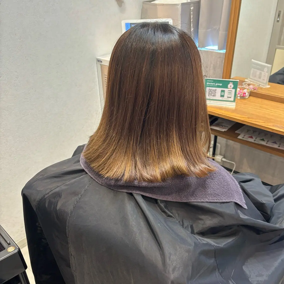 ミディアム カラー ヘアカラー トリートメント 【完全個室】髪質改善 暖色カラー/山崎唯奈のヘアスタイル
