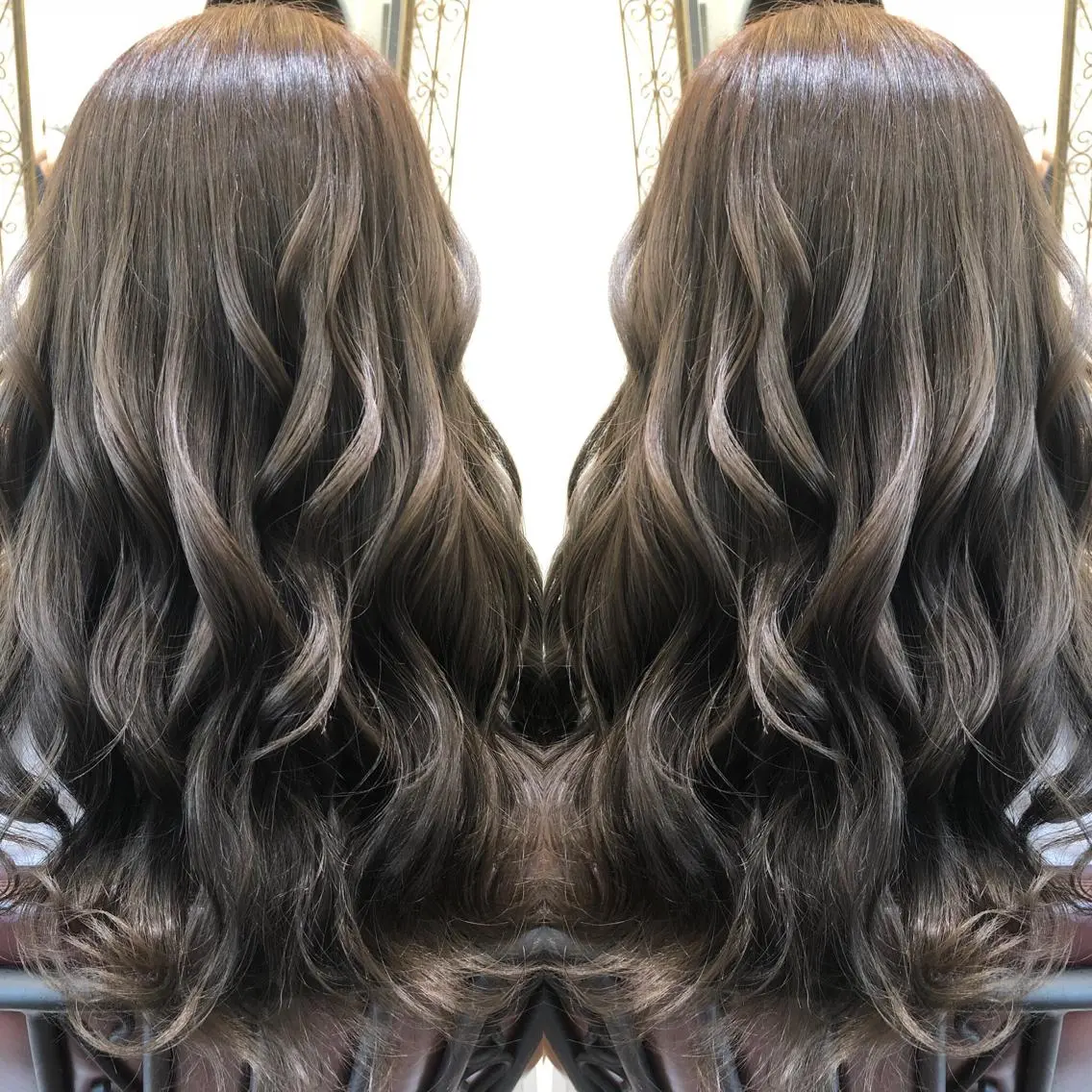 ロング カラー グラデーションカラー グレージュ 皆巳 達郎のヘアスタイル
