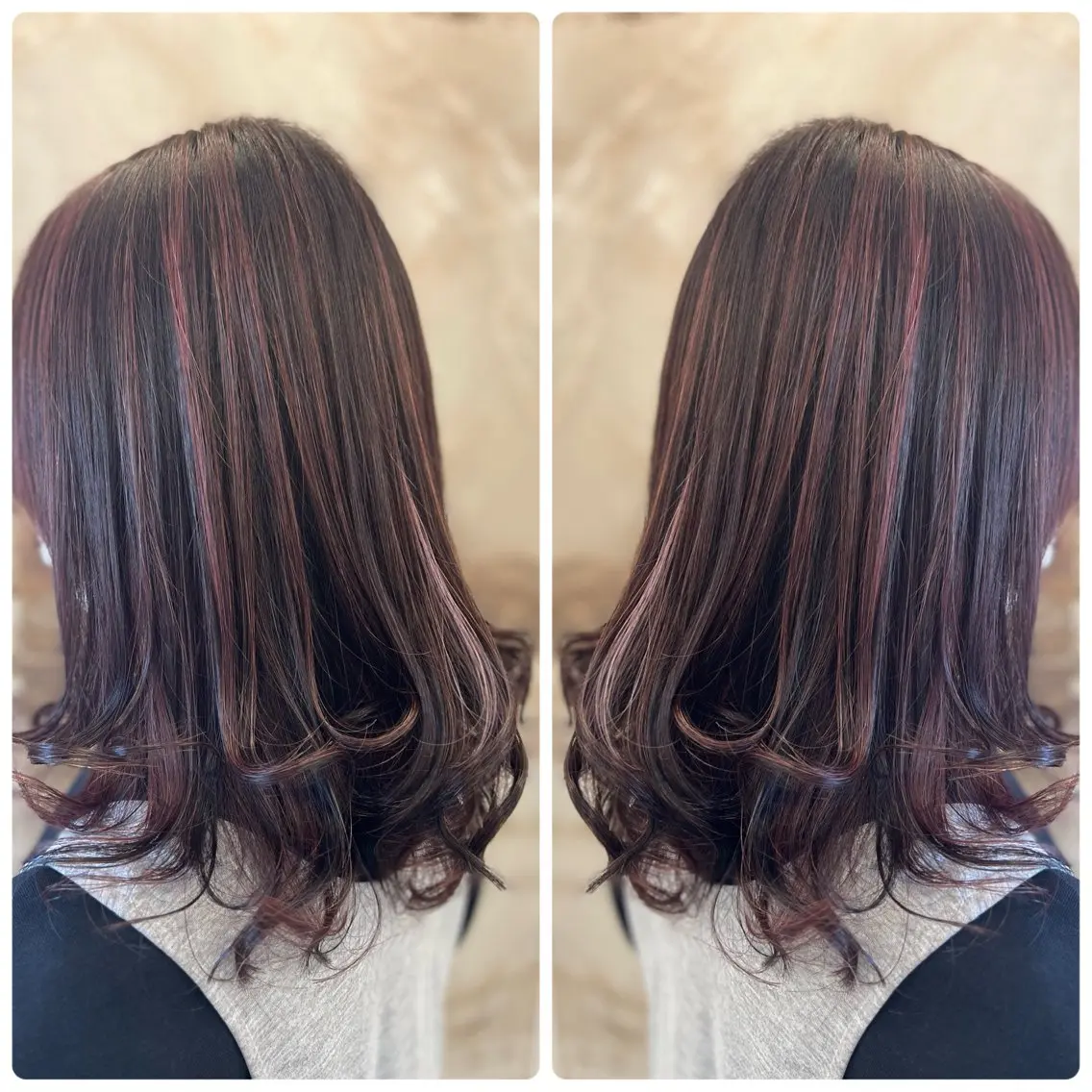 セミロング カラー ベージュカラー ハイライトカラー ピンクカラー ピンクベージュ ハイライト ヘアカラー トリートメント 小山内 龍一郎 店長のヘアスタイル