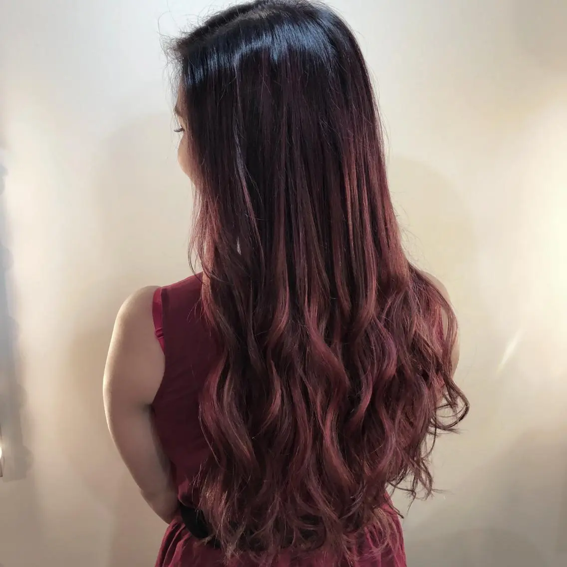 ロング カラー ヘアアレンジ ボルドーカラー ロング エクステ Hair Make Salon ZEROのヘアスタイル