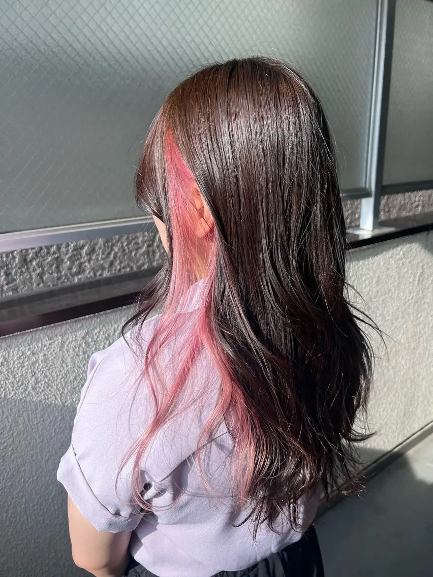 ロング カラー インナーカラー ピンクカラー ヘアカラー 🌈デザインヘア職人 Kaede🌈のヘアスタイル