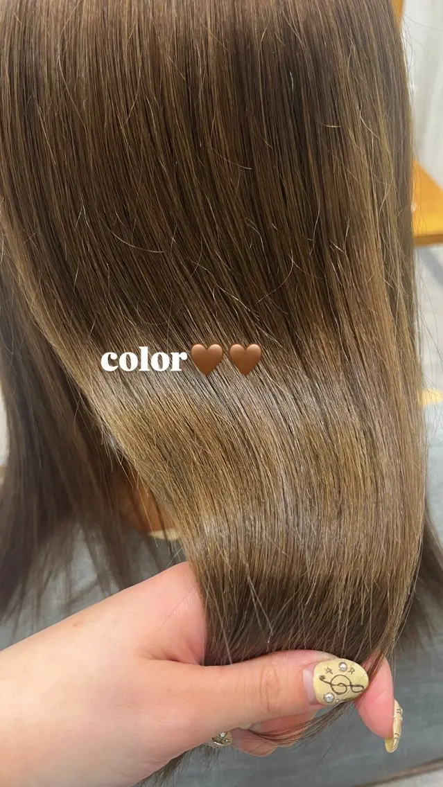 ミディアム カラー ヘアカラー 縮毛矯正✨艶カラー 🤍佐々木彩衣のヘアスタイル
