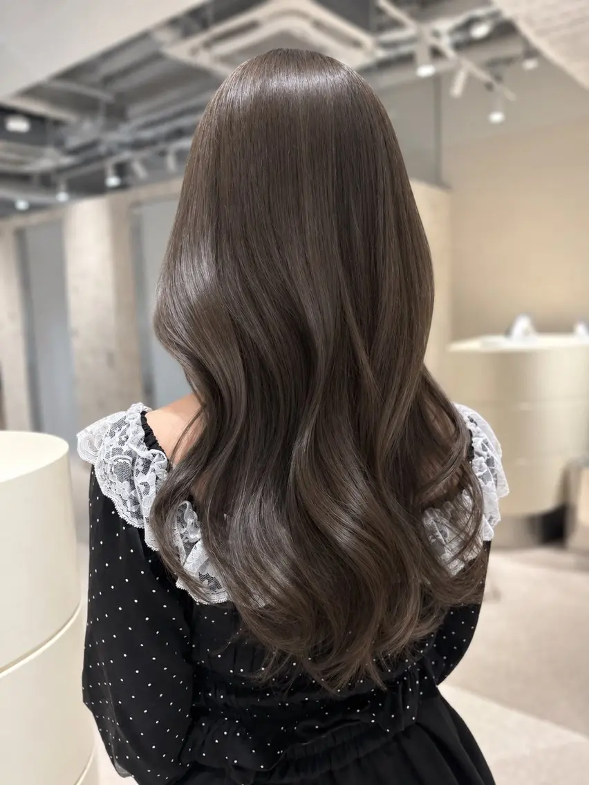 ロング カラー グレージュ ミント 髪質改善 トリートメント ヘアカラー トリートメント 小顔レイヤー/ 渋谷/KANAのヘアスタイル