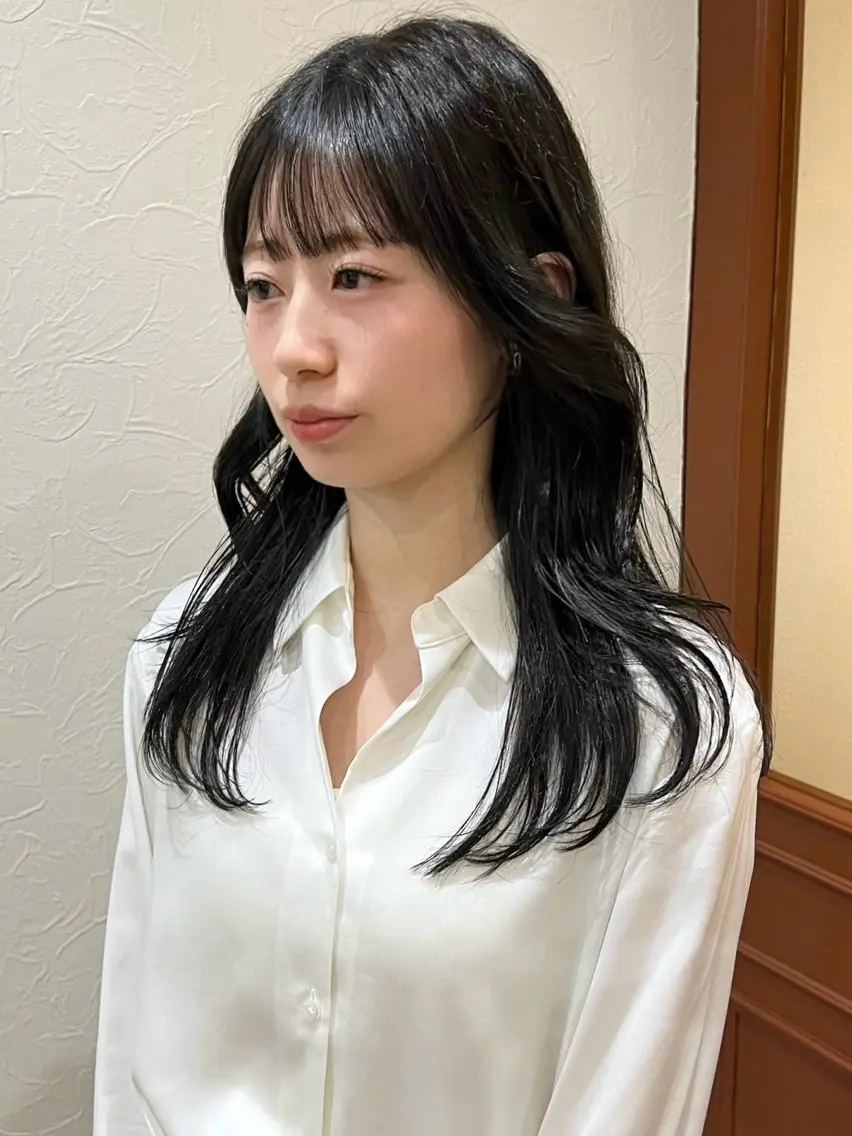 ロング カラー 透明感カラー グレージュ 韓国風ヘア レイヤーカット ヘアカラー Kasumi /伏見 /髪質改善/ロングのヘアスタイル
