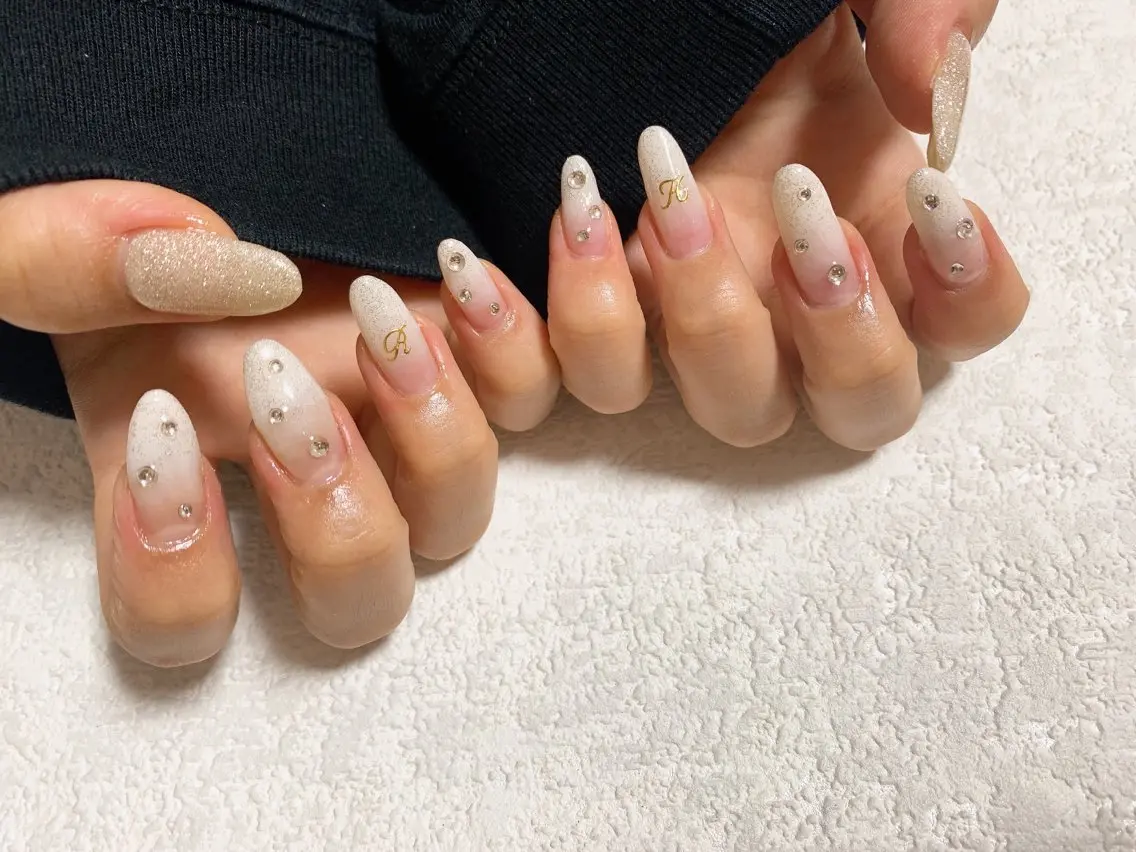 ネイル ジェルネイル グラデーション 韓国ネイル ラメ(グリッター) メンズネイル kiki nail たまプラーザのネイルデザイン