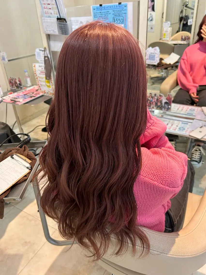 ロング カラー ベージュカラー ブリーチ ピンクカラー ピンクベージュ ヘアカラー 小森 永のヘアスタイル