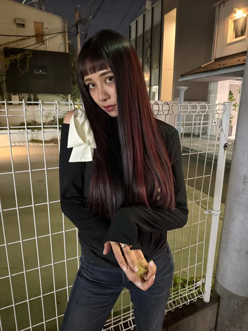 ロング カラー 髪質改善 ヘアカラー 縮毛矯正 大智/ハイライト バレイヤージュのヘアスタイル