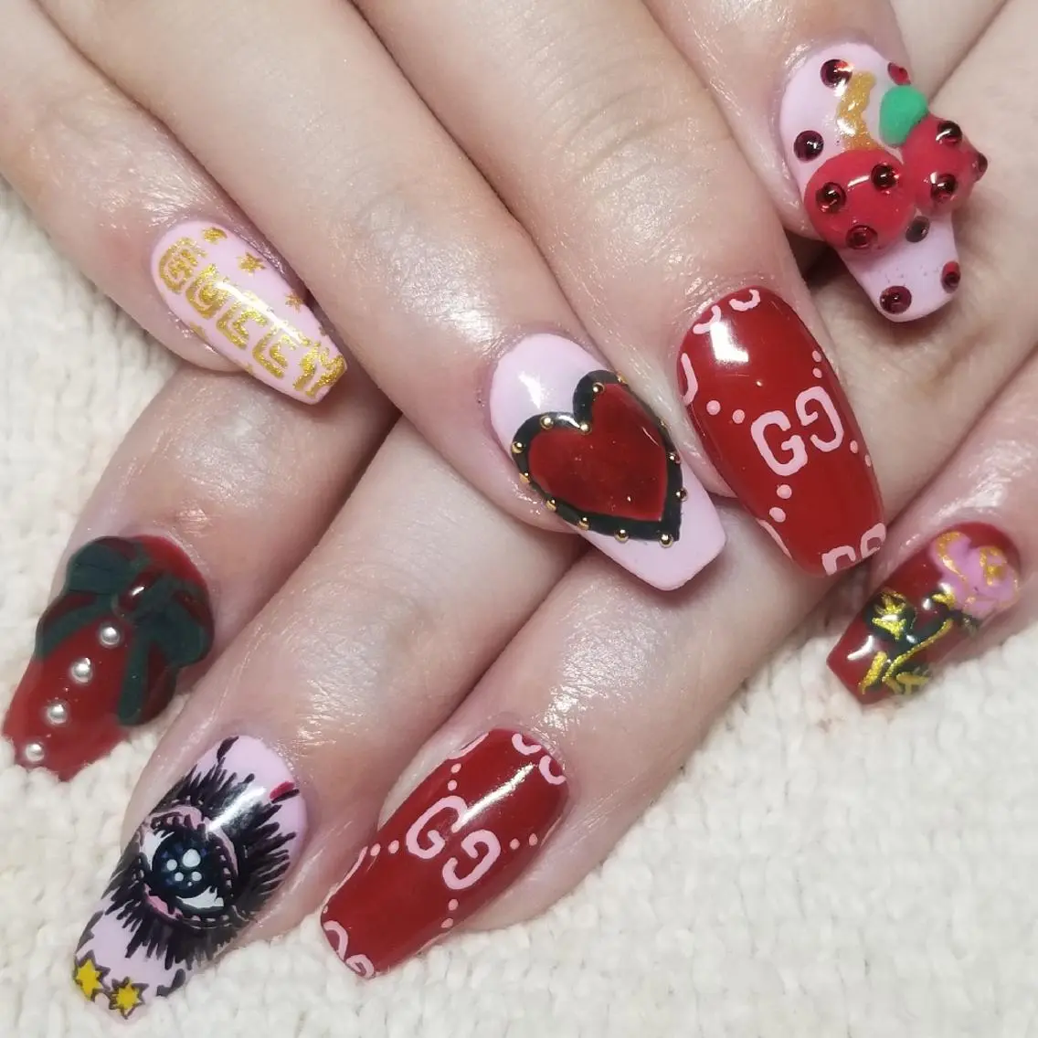 ネイル ボルドー パステルネイル ピンク ハンドネイル よしだ ひろきのネイルデザイン