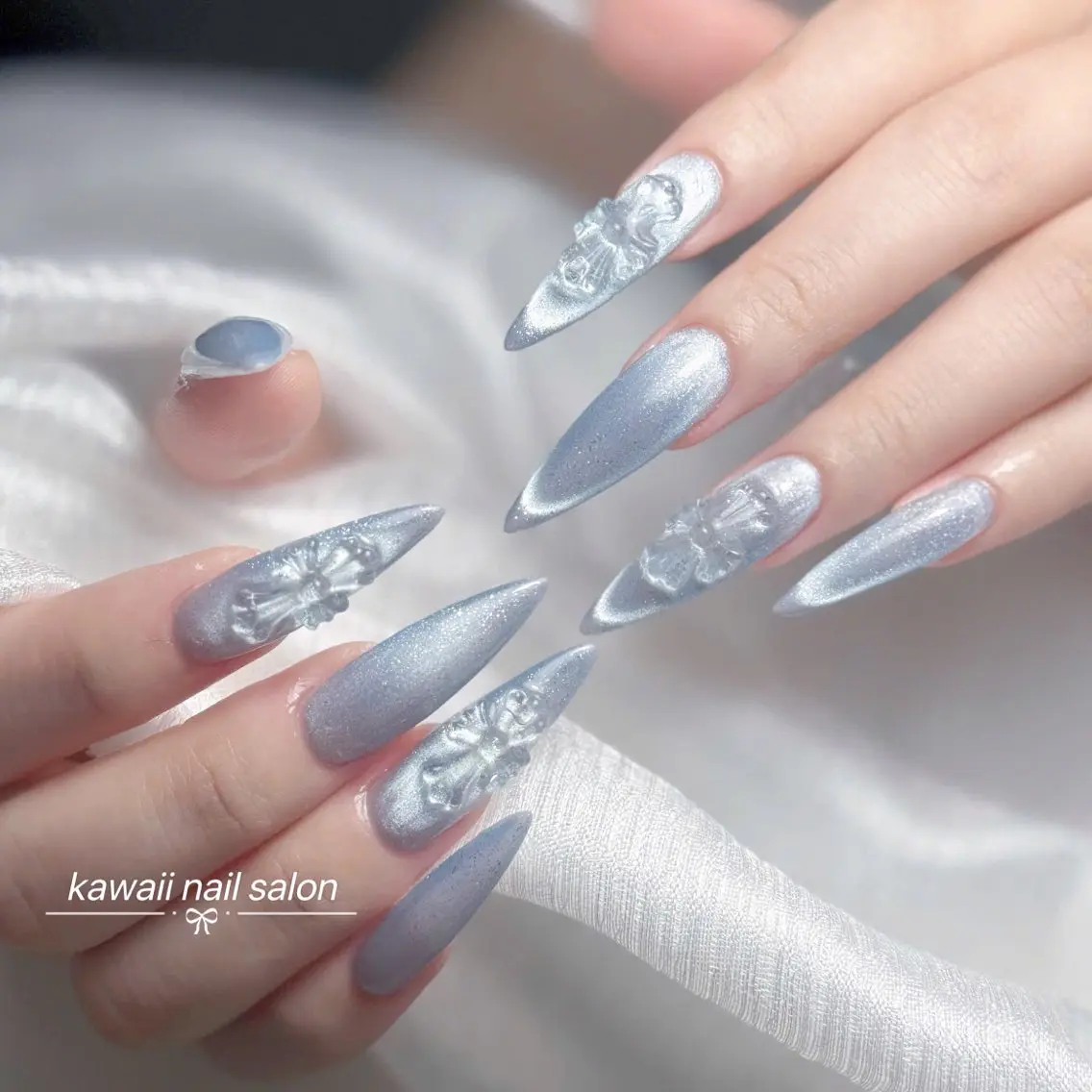 ネイル ドット フレンチネイル 韓国ネイル マグネットネイル オフィスネイル Kawaii Nail Salonのネイルデザイン