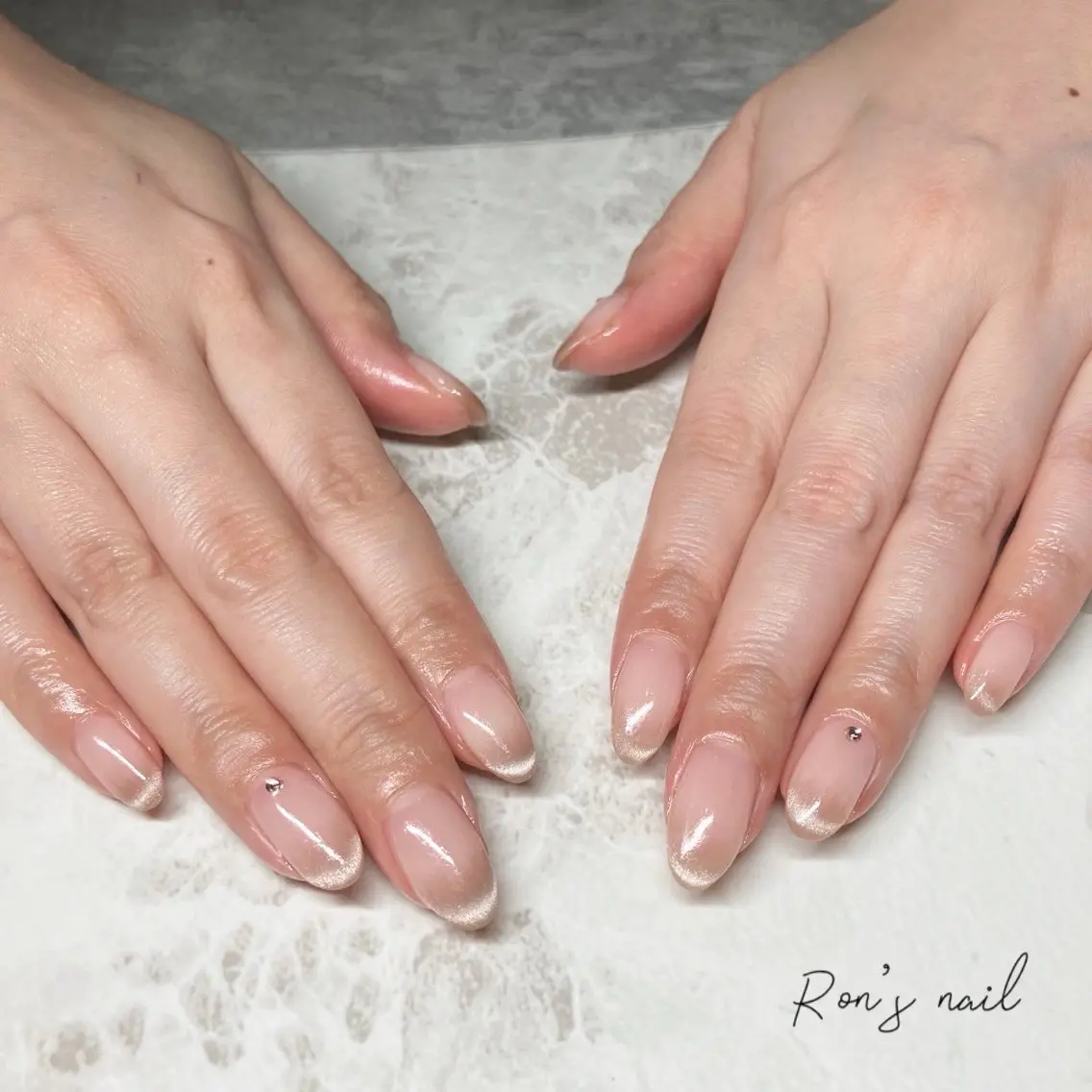 ネイル グラデーション マグネットネイル ストーンネイル Ron's nail 笹岡のネイルデザイン