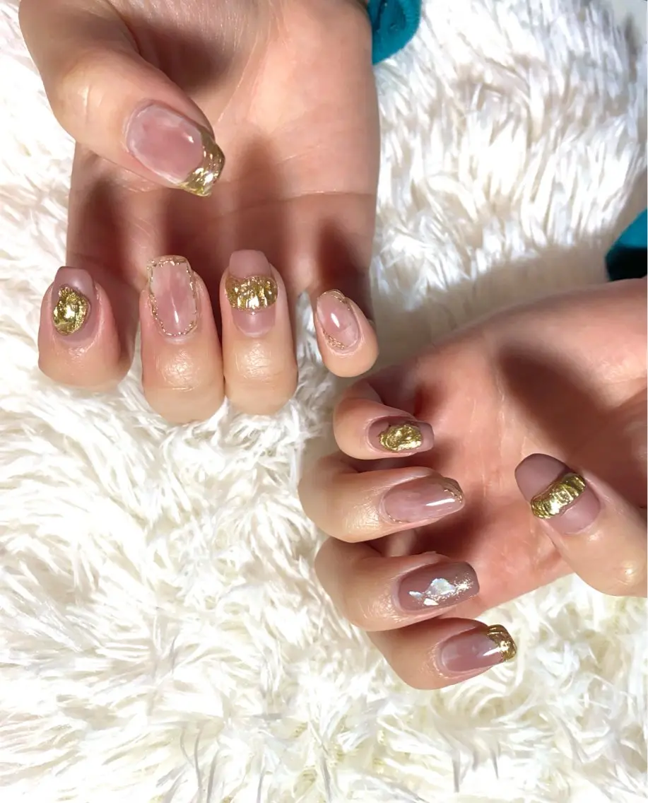 ネイル ミラーネイル ニュアンスネイル ピンク 春ネイル ハンドネイル LUANA n'sのネイルデザイン