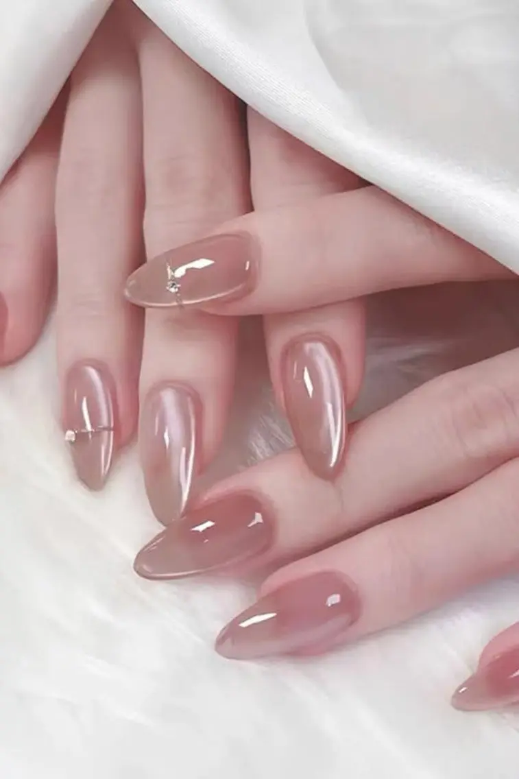 ネイル ガーリー ハート 韓国ネイル ニュアンスネイル リボン ハンドネイル Sora nail 長さ出し専門店のネイルデザイン