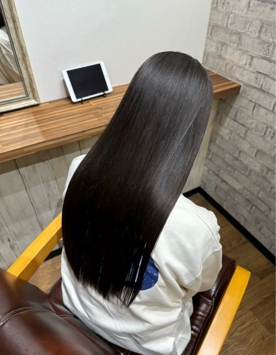 ロング 縮毛矯正 紺野 洲陛のヘアスタイル