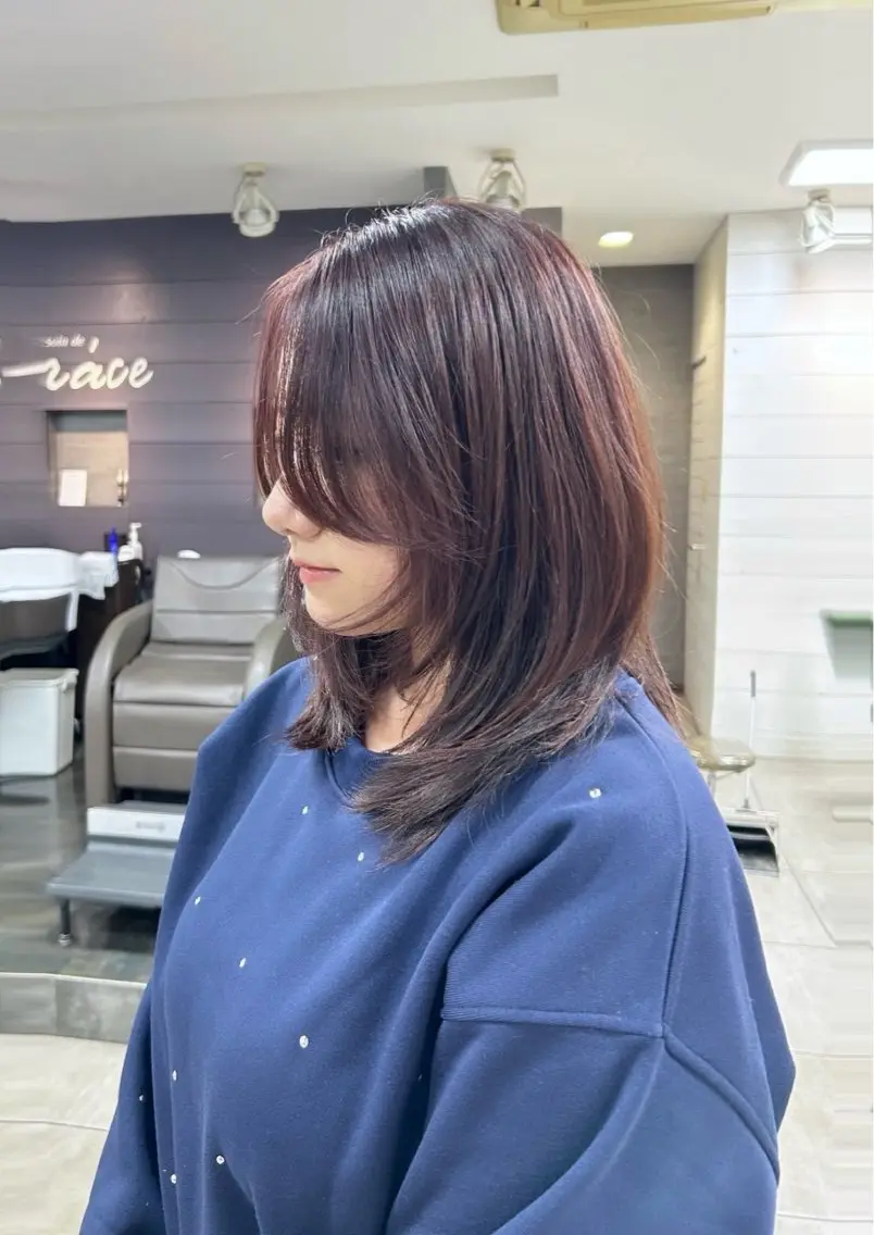 ミディアム カット ヘアカラー レイヤー/艶髪カラー 森本くるみのヘアスタイル