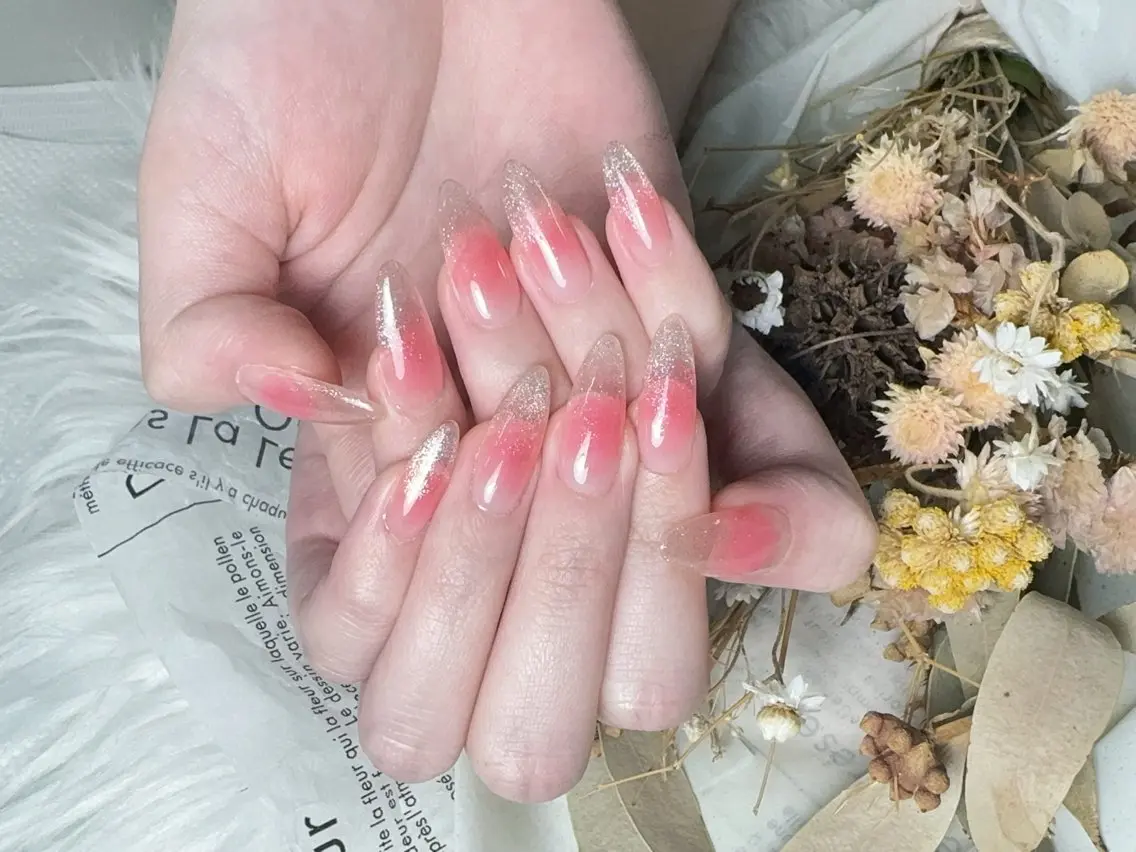 ネイル 長さ出し フレンチネイル ジェルネイル ガラスフレンチ 韓国ネイル ハンドネイル ハンドケア For U nail スカルプ専門店のネイルデザイン