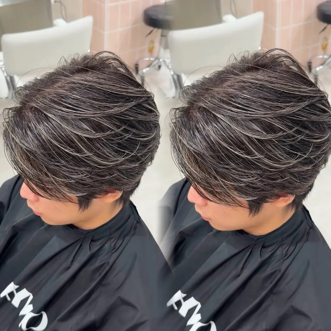 カラー メンズ メンズハイライト ハイライトカラー シルバー ホワイトシルバー ヘアカラー 原宿/ハイライト バレイヤージュ/大智のヘアスタイル